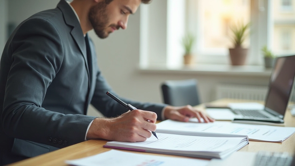 Cuaderno con notas sobre planificación de objetivos, lápiz y café en escritorio limpio, iluminación natural